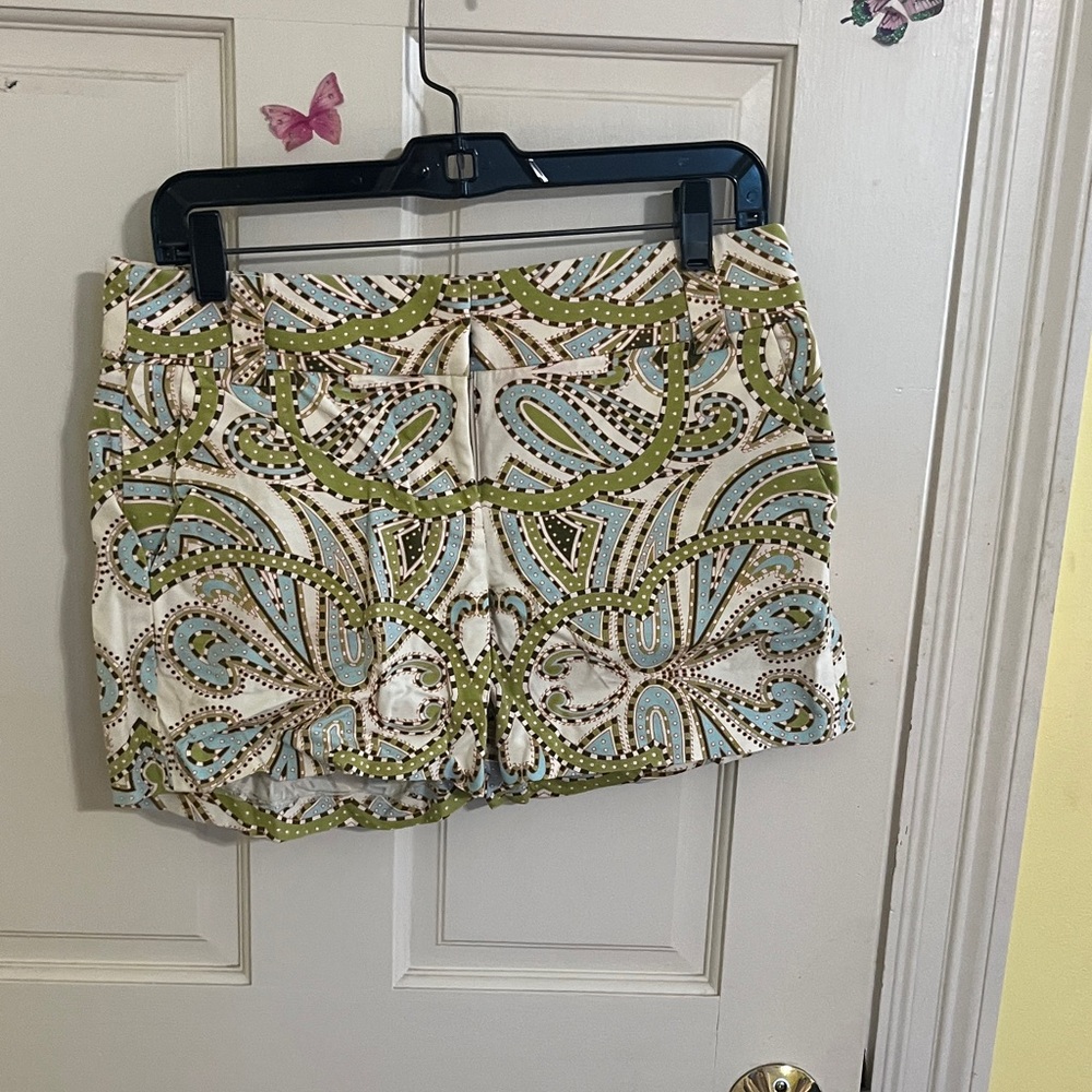 J. Crew City Fit Shorts with Green and Blue Pattern
